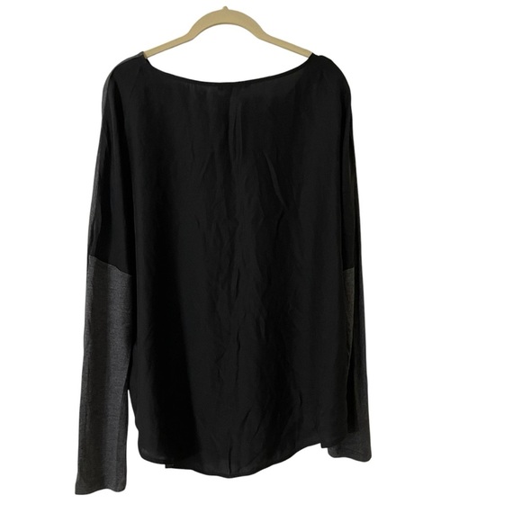 Vince Gray Black Mixed Media Long Sleeve Top Size Medium Lightweight Flowy - Picture 5 of 8